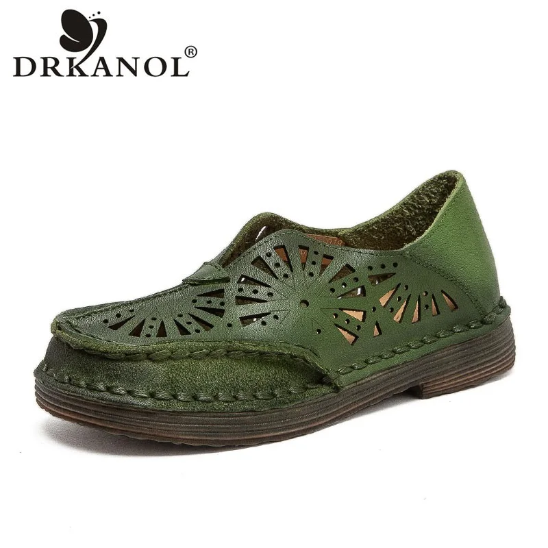 DRKANOL Handmade Retro Style Women Flat Shoes Summer Hollow Breathable Genuine Cow Leather Wide Toe Slip On Comfort Casual Shoes
DRKANOL Handmade Retro Style Women Flat Shoes Summer Hollow Breathable Genuine Cow Leather Wide Toe Slip On Comfort Casual Shoes