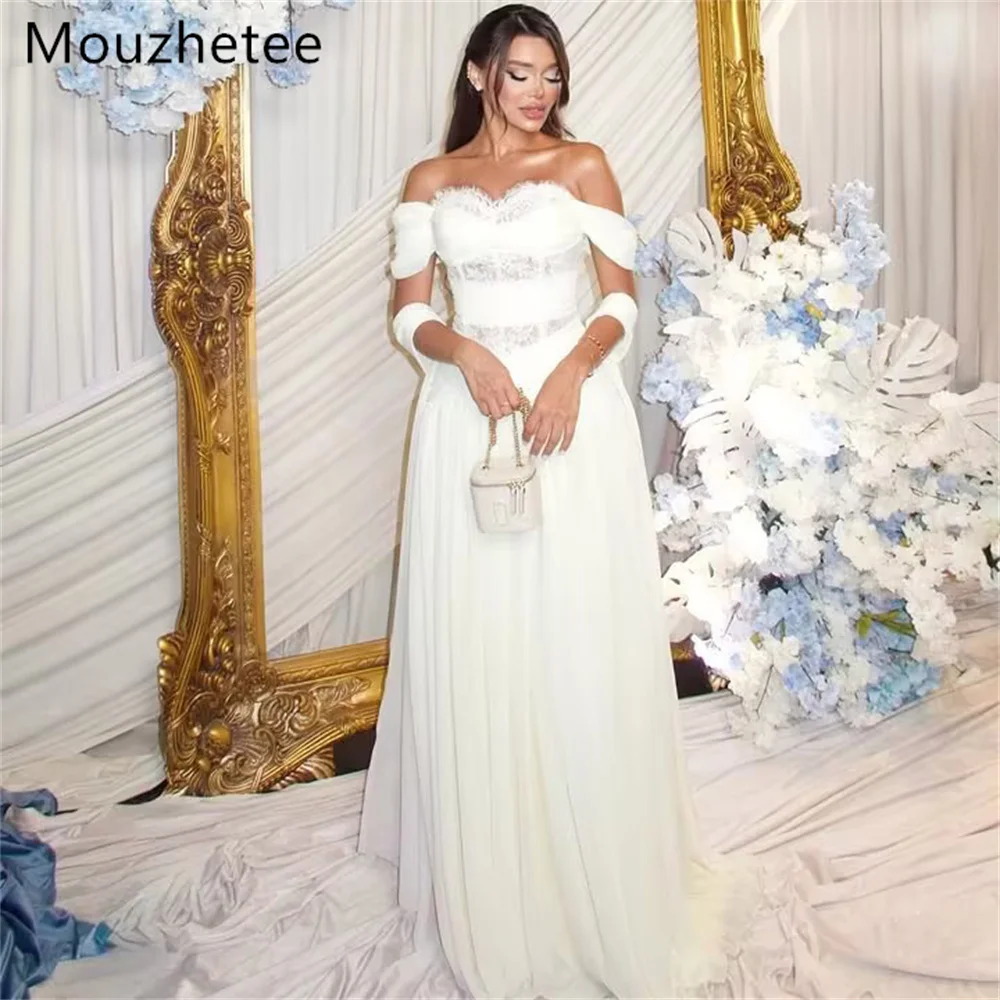 Mouzhetee A-Line Elegant Off The Shoulder Lace Wedding Dresses Simple Sleeveless Brides Gown Custom Made 2026
Mouzhetee A-Line Elegant Off The Shoulder Lace Wedding Dresses Simple Sleeveless Brides Gown Custom Made 2026