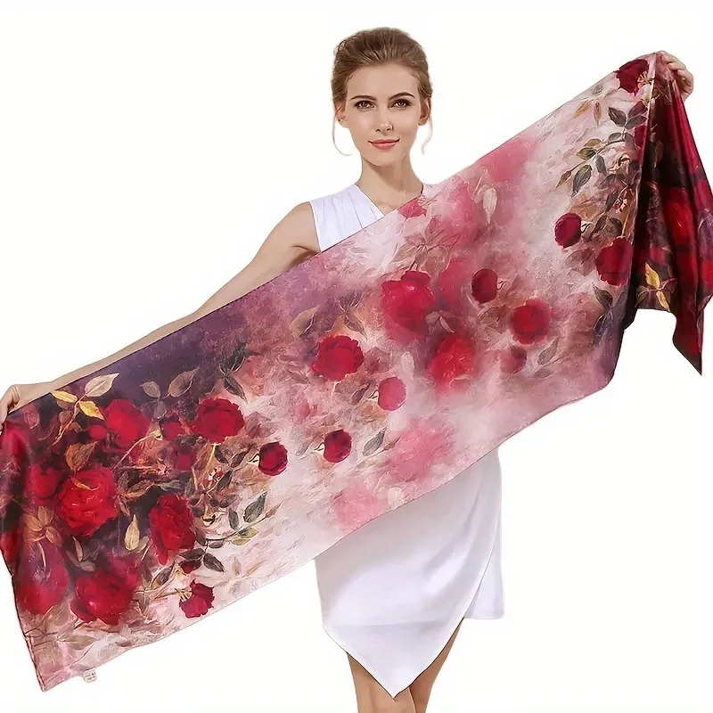 100% Mulberry Silk Long Scarf for Women Oblong Shawls for Headscarf Neck- Oblong Hair Wraps Gift Packed Rose Red Floral Print
100% Mulberry Silk Long Scarf for Women Oblong Shawls for Headscarf Neck- Oblong Hair Wraps Gift Packed Rose Red Floral Print