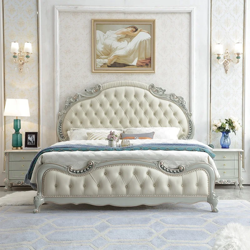 French-style Modern Solid Wood Double Bed Leather Soft Cushion Luxury Princess Art Wedding Bed Home Furniture Hotel Use 1.8*2m
French-style Modern Solid Wood Double Bed Leather Soft Cushion Luxury Princess Art Wedding Bed Home Furniture Hotel Use 1.8*2m