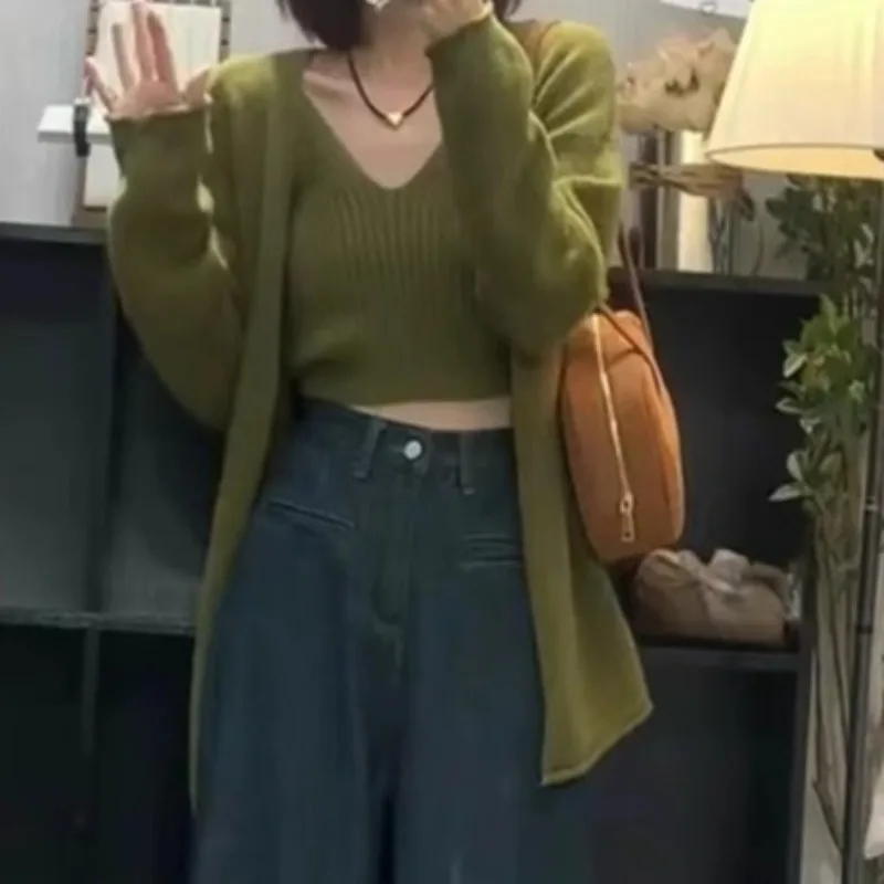 OCEANLOVE Early Autumn Winter Cardigans 2 Pieces Korean Fashion Solid Women Sweaters Korean Fashion Retro Sueter De Mujer
OCEANLOVE Early Autumn Winter Cardigans 2 Pieces Korean Fashion Solid Women Sweaters Korean Fashion Retro Sueter De Mujer