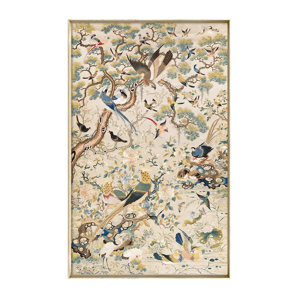 New Chinese Oriental flower and bird embroidery decorative painting living room corridor French vertical hanging painting
New Chinese Oriental flower and bird embroidery decorative painting living room corridor French vertical hanging painting