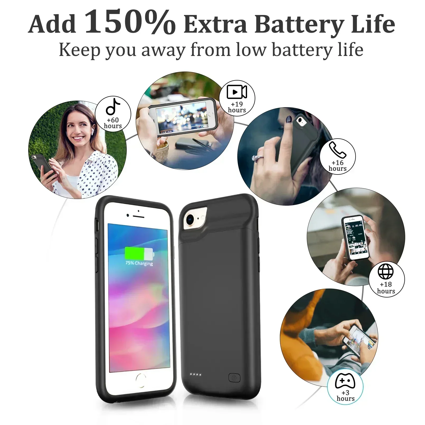 Новый чехол-аккумулятор 10000 мАч для iPhone 6, 6S, 7, 8, SE 2020, 2022, 2023 (4,7 дюйма), совместимый с iPhone 6
Новый чехол-аккумулятор 10000 мАч для iPhone 6, 6S, 7, 8, SE 2020, 2022, 2023 (4,7 дюйма), совместимый с iPhone 6