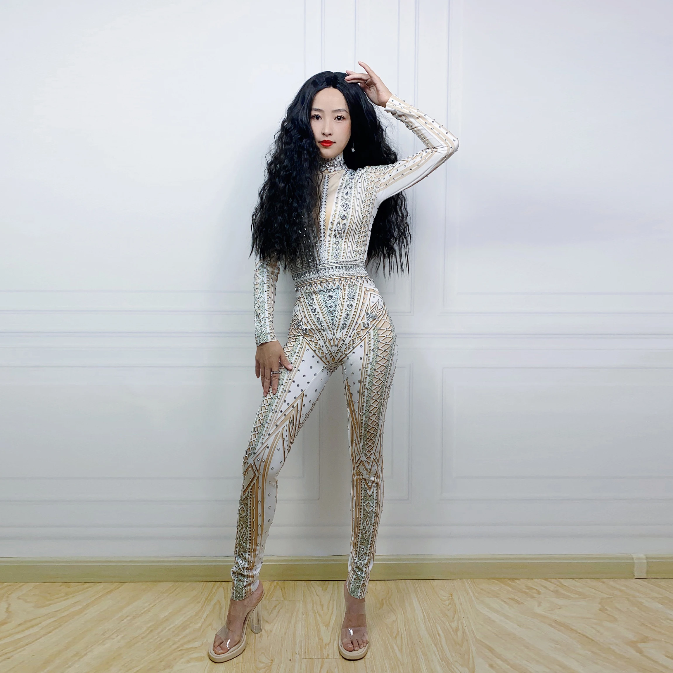 Nude White Printed Silver Rhinestones Jumpsuit Female Singer Performance Costume Prom Party Birthday Rompers 20230001
Nude White Printed Silver Rhinestones Jumpsuit Female Singer Performance Costume Prom Party Birthday Rompers 20230001