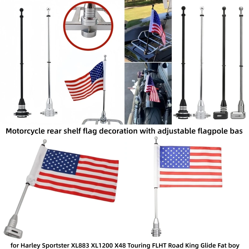 Motorcycle rear shelf flag decoration with adjustable flagpole base for Harley Touring Sportster XL883 1200 48 72 FLHT Road King
Motorcycle rear shelf flag decoration with adjustable flagpole base for Harley Touring Sportster XL883 1200 48 72 FLHT Road King