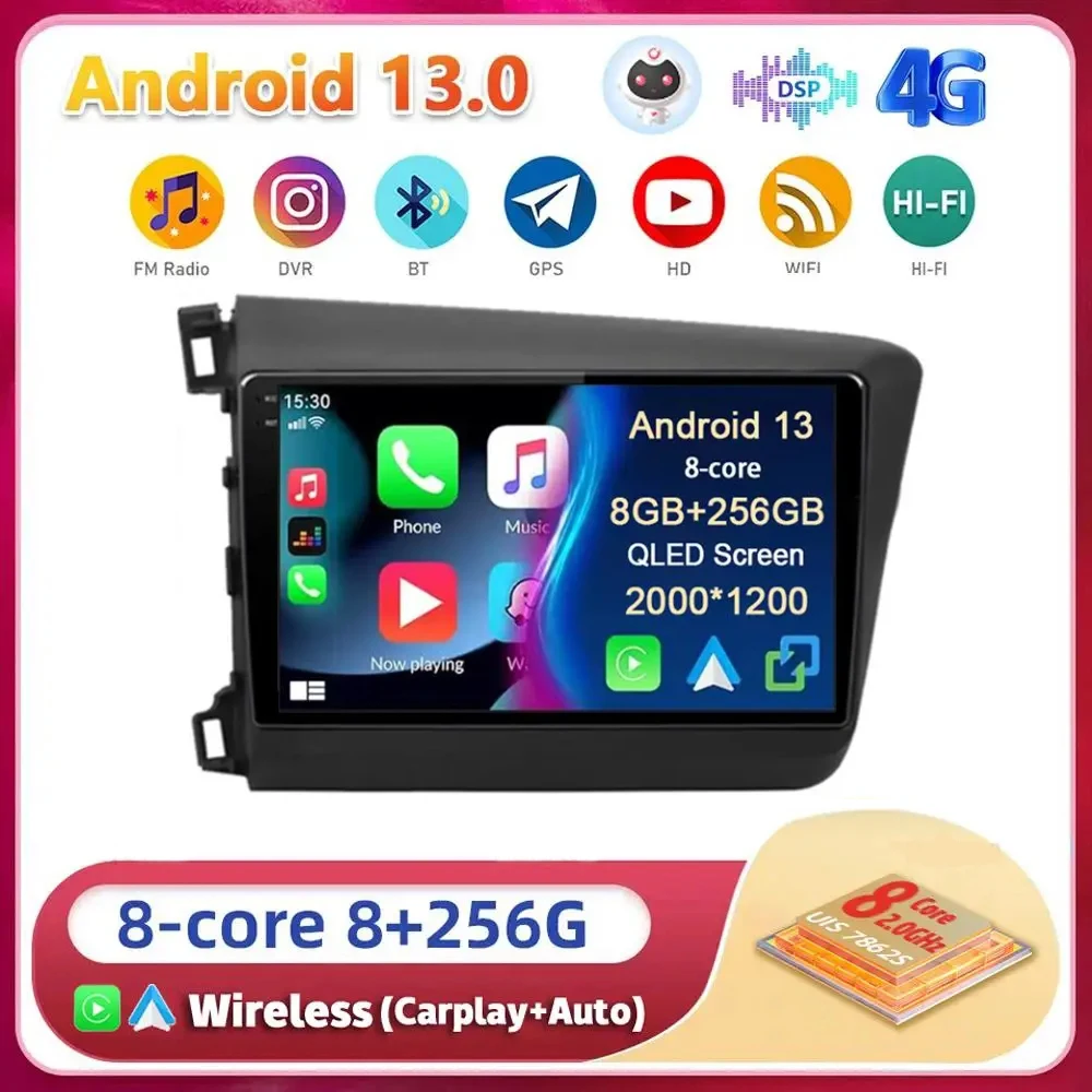 Android 13 For Honda Civic 2012 2013 2014 2015 Car Radio Navigation Multimedia Player WIFI+4G BT DSP wireless Carplay Auto 2 din
Android 13 For Honda Civic 2012 2013 2014 2015 Car Radio Navigation Multimedia Player WIFI+4G BT DSP wireless Carplay Auto 2 din