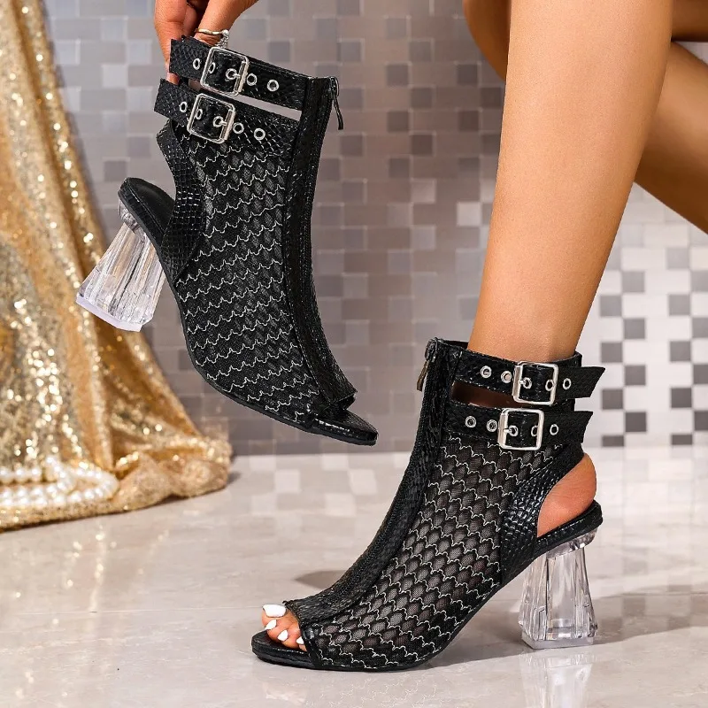 Mesh High-heeled Sandals Look Thin and Versatile, Anti-odor Zipper Transparent Heel Women's Shoes
Mesh High-heeled Sandals Look Thin and Versatile, Anti-odor Zipper Transparent Heel Women's Shoes