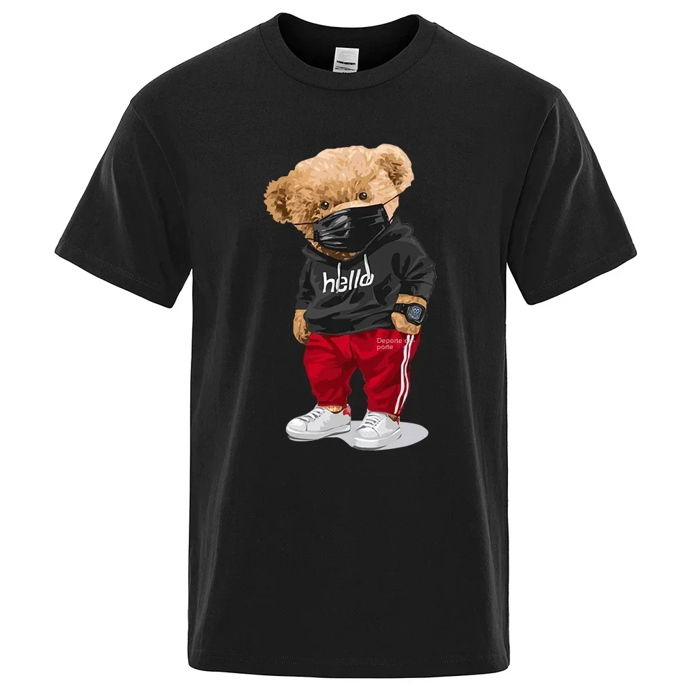 100% Cotton Sports Mask Bear Print Short-sleeved T-shirt Male Half-sleeved Summer Casual Oversized T-shirt Men Harajuku
100% Cotton Sports Mask Bear Print Short-sleeved T-shirt Male Half-sleeved Summer Casual Oversized T-shirt Men Harajuku