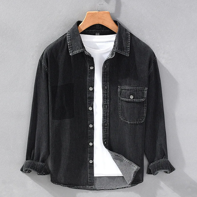 Spring Fall Denim Shirt Men Streetwear Vintage Loose Shirts Casual Long Sleeve Black Jean Shirts Korean Fashion Men's Clothing
Spring Fall Denim Shirt Men Streetwear Vintage Loose Shirts Casual Long Sleeve Black Jean Shirts Korean Fashion Men's Clothing