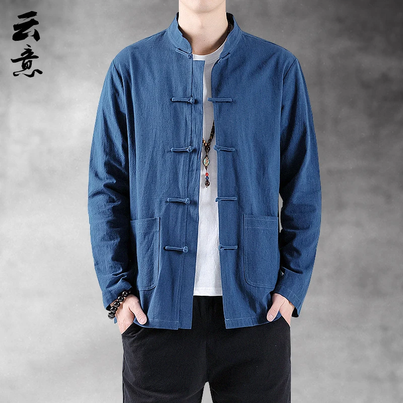 Spring Cotton Men's Casual irt Collar Button Decorative Traditional Chinese Sle Youth Outerwear Waed Proced Pure Color
Spring Cotton Men's Casual irt Collar Button Decorative Traditional Chinese Sle Youth Outerwear Waed Proced Pure Color