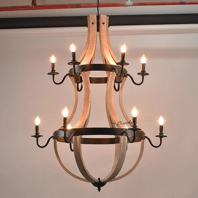 American Retro Chandelier, Nostalgic Industrial Style, Solid Wood Art, Restaurant, Villa Lobby, Loft Double-layer Chandelier
American Retro Chandelier, Nostalgic Industrial Style, Solid Wood Art, Restaurant, Villa Lobby, Loft Double-layer Chandelier