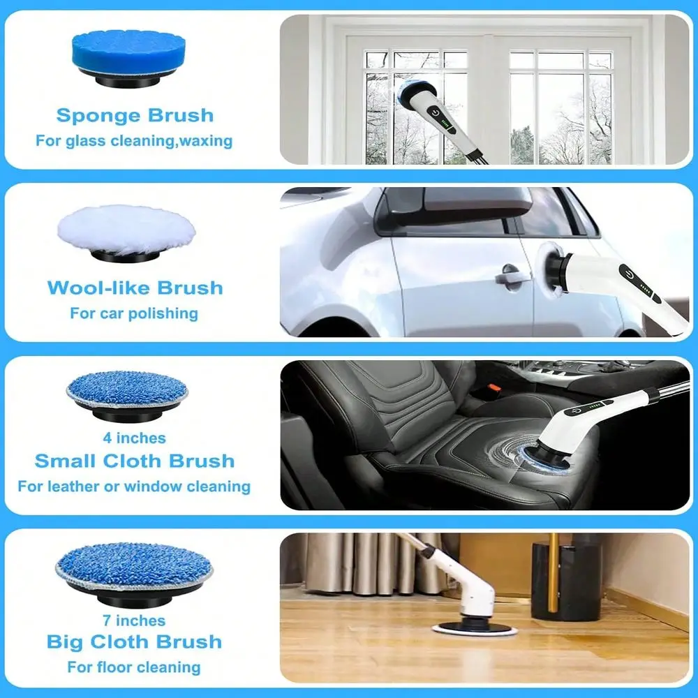 Motorized Rotary Cleaning Brush, 2Speed Adjustable Cordless Power Scrubber, Adjustable And Removable Handle With 9 Replaceable
Motorized Rotary Cleaning Brush, 2Speed Adjustable Cordless Power Scrubber, Adjustable And Removable Handle With 9 Replaceable