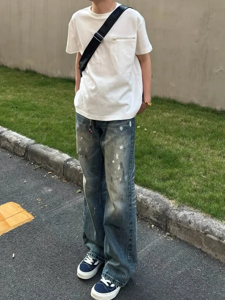 American High Street Vibe Splatter Denim Jeans Men's Clean Fit Straight Leg Pants Cool Loose Long Trousers Summer Jeans
American High Street Vibe Splatter Denim Jeans Men's Clean Fit Straight Leg Pants Cool Loose Long Trousers Summer Jeans