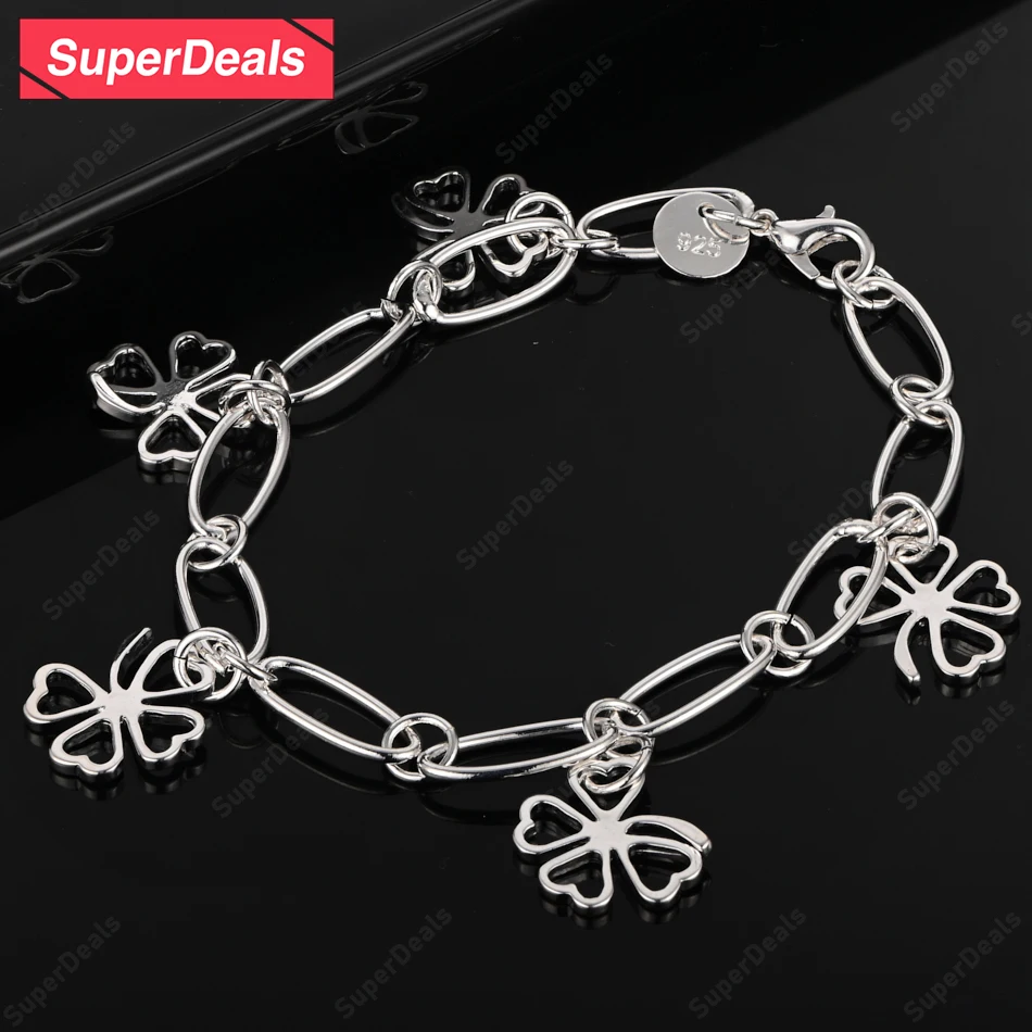 SuperDeals Fashion 925 Sterling Silver Bracelet Four Leaf Clover Madam Engagement Party Wedding Gift Fine Jewelry Accessories
SuperDeals Fashion 925 Sterling Silver Bracelet Four Leaf Clover Madam Engagement Party Wedding Gift Fine Jewelry Accessories