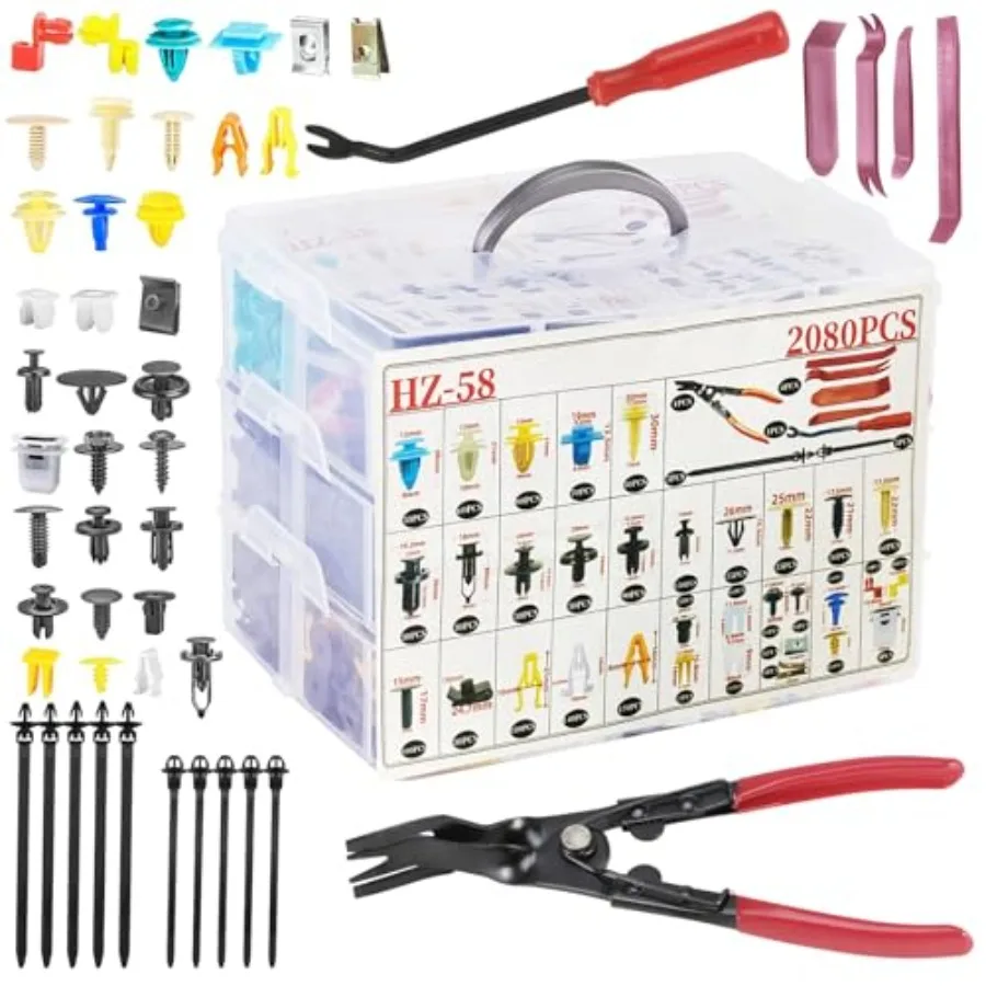 Car Retainer Clips and Fasteners Kit 33 Universal Sizes Nylon Bumper, Fender Rivets, Door Panel Clips, and Plastic Rivets with
Car Retainer Clips and Fasteners Kit 33 Universal Sizes Nylon Bumper, Fender Rivets, Door Panel Clips, and Plastic Rivets with