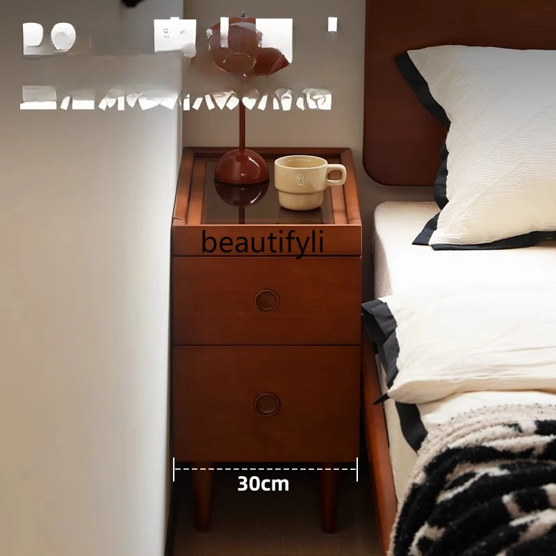 Retro solid wood bedside table Bedroom storage cabinet Super narrow crack bedside cabinet
Retro solid wood bedside table Bedroom storage cabinet Super narrow crack bedside cabinet