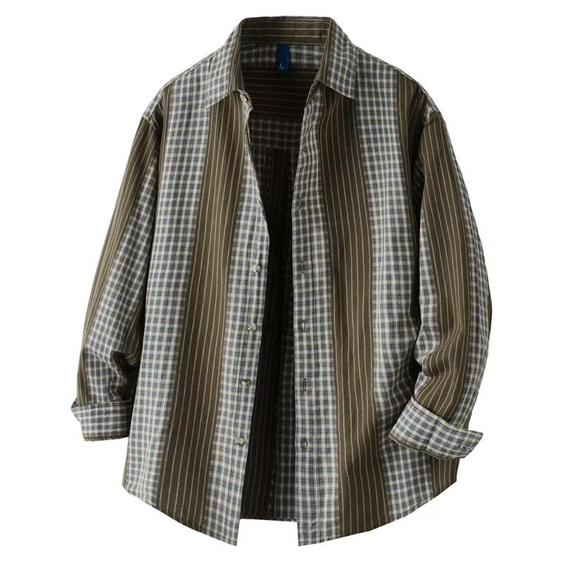 Korean Vintage Mens Long Sleeve Plaid Shirt Stripes Patchwork Design Shirts Man Spring Fall New in Shirts Pure Cotton Loose Tops
Korean Vintage Mens Long Sleeve Plaid Shirt Stripes Patchwork Design Shirts Man Spring Fall New in Shirts Pure Cotton Loose Tops