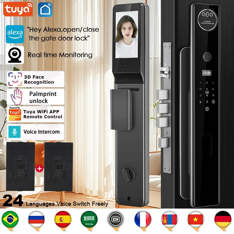 3D Tuya APP Facial Recognition Intelligent Lock Home Anti-theft Door Fingerprint Lock Electronic Lock Password Lock Front Door
3D Tuya APP Facial Recognition Intelligent Lock Home Anti-theft Door Fingerprint Lock Electronic Lock Password Lock Front Door