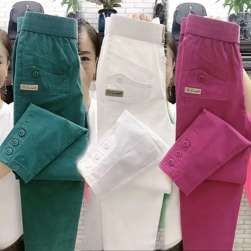 Spring Summer Thin Cotton Linen Pants Women's casual Ankle-Length Pants New Ladies Elastic Waist Loose Comfortable Trousers
Spring Summer Thin Cotton Linen Pants Women's casual Ankle-Length Pants New Ladies Elastic Waist Loose Comfortable Trousers