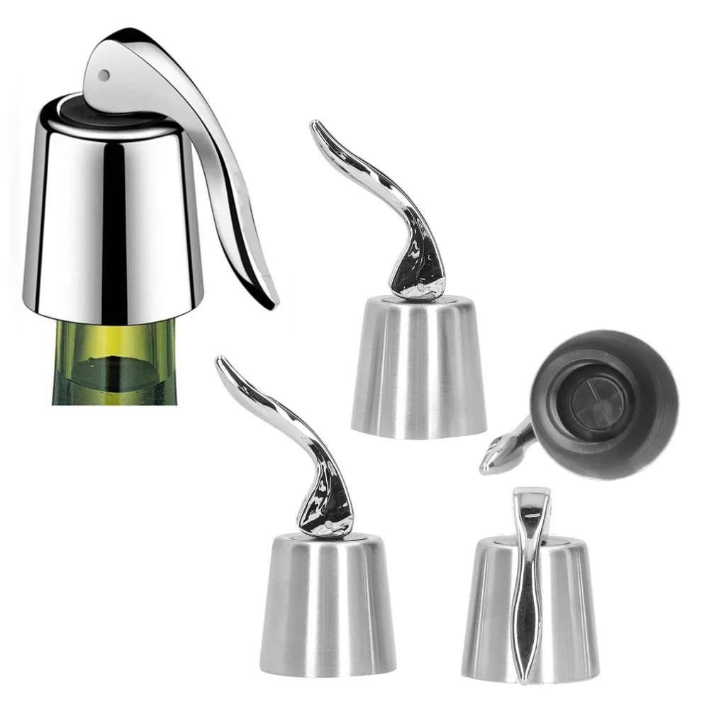 4pcs Stainless Steel Wine Bottle Stopper Press Handle Style Expanding Seal Wine Saver Leakproof Reusable Bottle Plug Kitchen Use
4pcs Stainless Steel Wine Bottle Stopper Press Handle Style Expanding Seal Wine Saver Leakproof Reusable Bottle Plug Kitchen Use