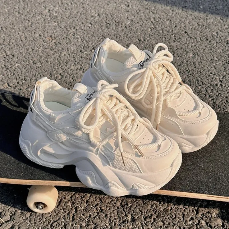 Fashion Women's White Chunky Shoes 2026 Spring Thick Sole Height Increasing Casual Sneakers Korean Style Breathable Sport Shoes
Fashion Women's White Chunky Shoes 2026 Spring Thick Sole Height Increasing Casual Sneakers Korean Style Breathable Sport Shoes