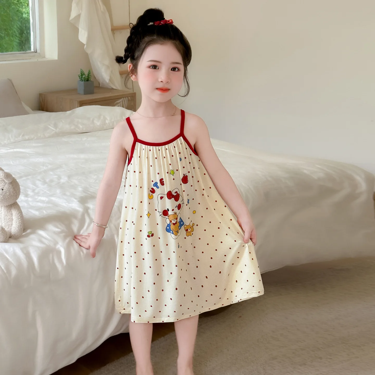 Sanrio Hello Kitty Girls Suspender Cotton Nightgown Summer Thin 2026 New Baby Girl Modal Pajamas Kids Thin Home Clothes Kawaii
Sanrio Hello Kitty Girls Suspender Cotton Nightgown Summer Thin 2026 New Baby Girl Modal Pajamas Kids Thin Home Clothes Kawaii
