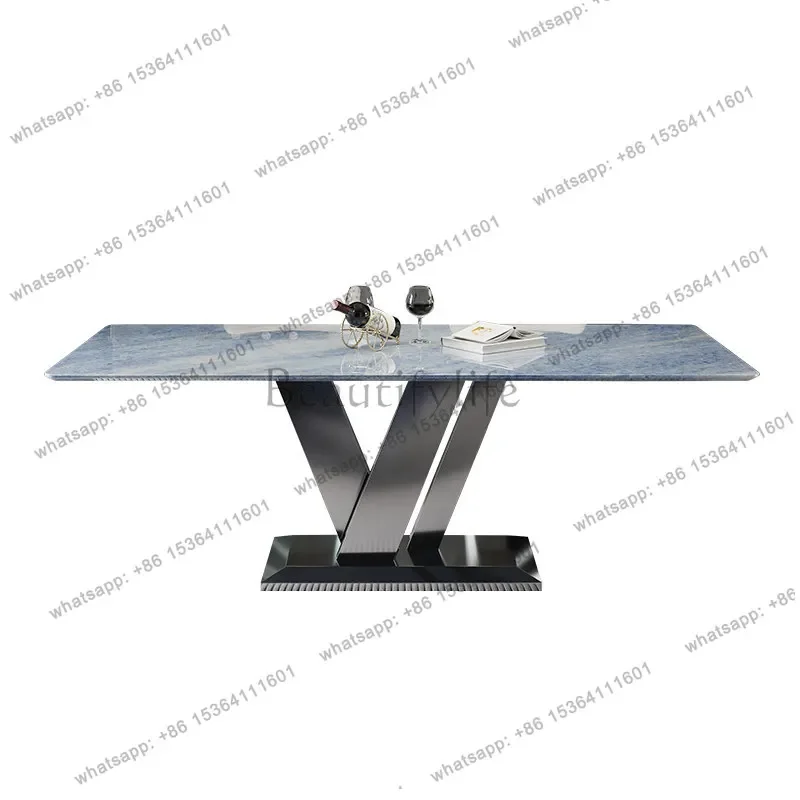 LXLuxury stone blue crystal rectangular dining table natural marble villa dining table high-end light luxurySSS
LXLuxury stone blue crystal rectangular dining table natural marble villa dining table high-end light luxurySSS