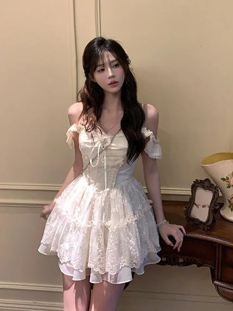 XZY Sweet Lace Puffy Sleeve Strap Dress Women's Summer Slimming Fluffy Skirt Commute Style Korean Version A-Line Dress
XZY Sweet Lace Puffy Sleeve Strap Dress Women's Summer Slimming Fluffy Skirt Commute Style Korean Version A-Line Dress