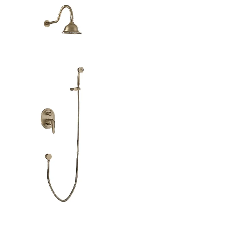 All-copper European concealed shower shower set, brushed gold antique wall buried hot and cold mixing valve
All-copper European concealed shower shower set, brushed gold antique wall buried hot and cold mixing valve