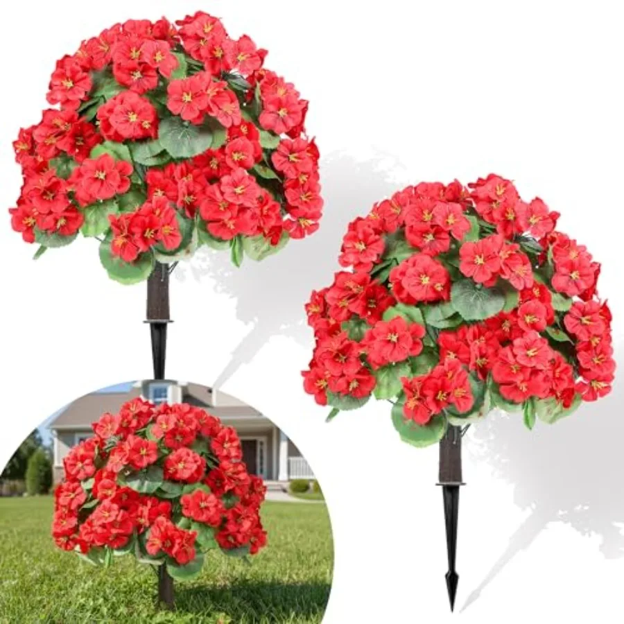 2 Set 24 UV Resistant Artificial Flowers for Outdoors with Stakes, Red Plastic Topiary for Garden, Yard, Front Porch, Patio and
2 Set 24 UV Resistant Artificial Flowers for Outdoors with Stakes, Red Plastic Topiary for Garden, Yard, Front Porch, Patio and