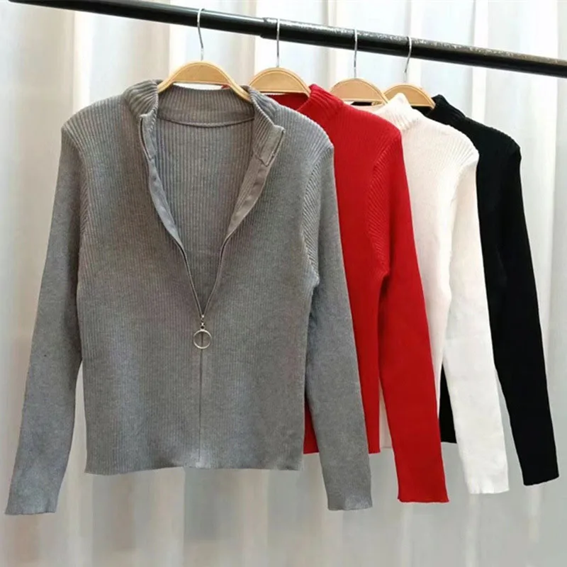 Half high collar zipper knitted Cardigan sweater long sleeved short top base new temperament slim fit sweater jacket Cardigans
Half high collar zipper knitted Cardigan sweater long sleeved short top base new temperament slim fit sweater jacket Cardigans