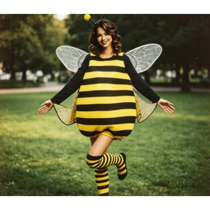 2026 Adult Bumblebee Halloween Yellow Black Fuzzy Striped Cosplay Insect Outfit with Wings & Antenna Party Performance
2026 Adult Bumblebee Halloween Yellow Black Fuzzy Striped Cosplay Insect Outfit with Wings & Antenna Party Performance