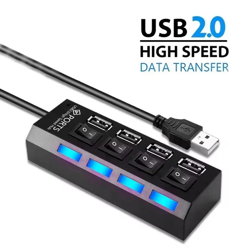 Switch Extension Hub 4-Port USB 2.0 Splitter With ON/OFF LED Indicator Multiple Expander For PC Laptop MacBook Desktop Kit Set
Switch Extension Hub 4-Port USB 2.0 Splitter With ON/OFF LED Indicator Multiple Expander For PC Laptop MacBook Desktop Kit Set