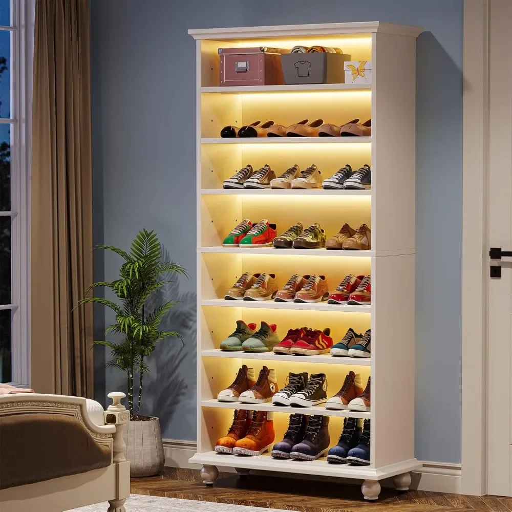 9-layer LED Illuminated Shoe Cabinet, 30 Pairs of Narrow High Independent Shoe Cabinets, Wooden Entrance Shoes
9-layer LED Illuminated Shoe Cabinet, 30 Pairs of Narrow High Independent Shoe Cabinets, Wooden Entrance Shoes