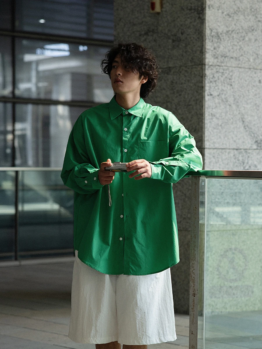 Loose Long Sleeve Green Shirt NOEARS Cityboy Thin Retro Collar Pure Color Breathable Cotton Youth Fashion Spring Autumn Winter
Loose Long Sleeve Green Shirt NOEARS Cityboy Thin Retro Collar Pure Color Breathable Cotton Youth Fashion Spring Autumn Winter