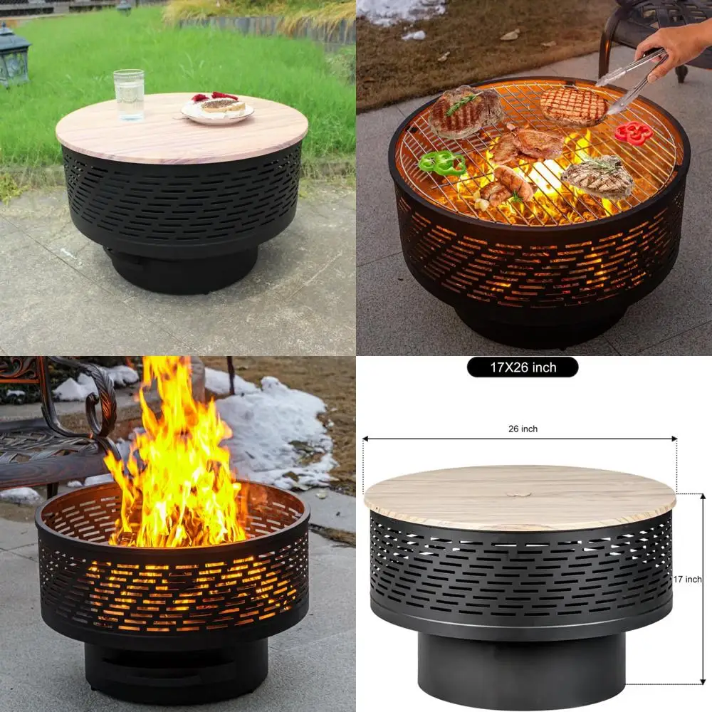 Outdoor Wood-Burning Fire Pit Table with Grill, Lid, and Waterproof Cover, Complete with Fire Poker
Outdoor Wood-Burning Fire Pit Table with Grill, Lid, and Waterproof Cover, Complete with Fire Poker