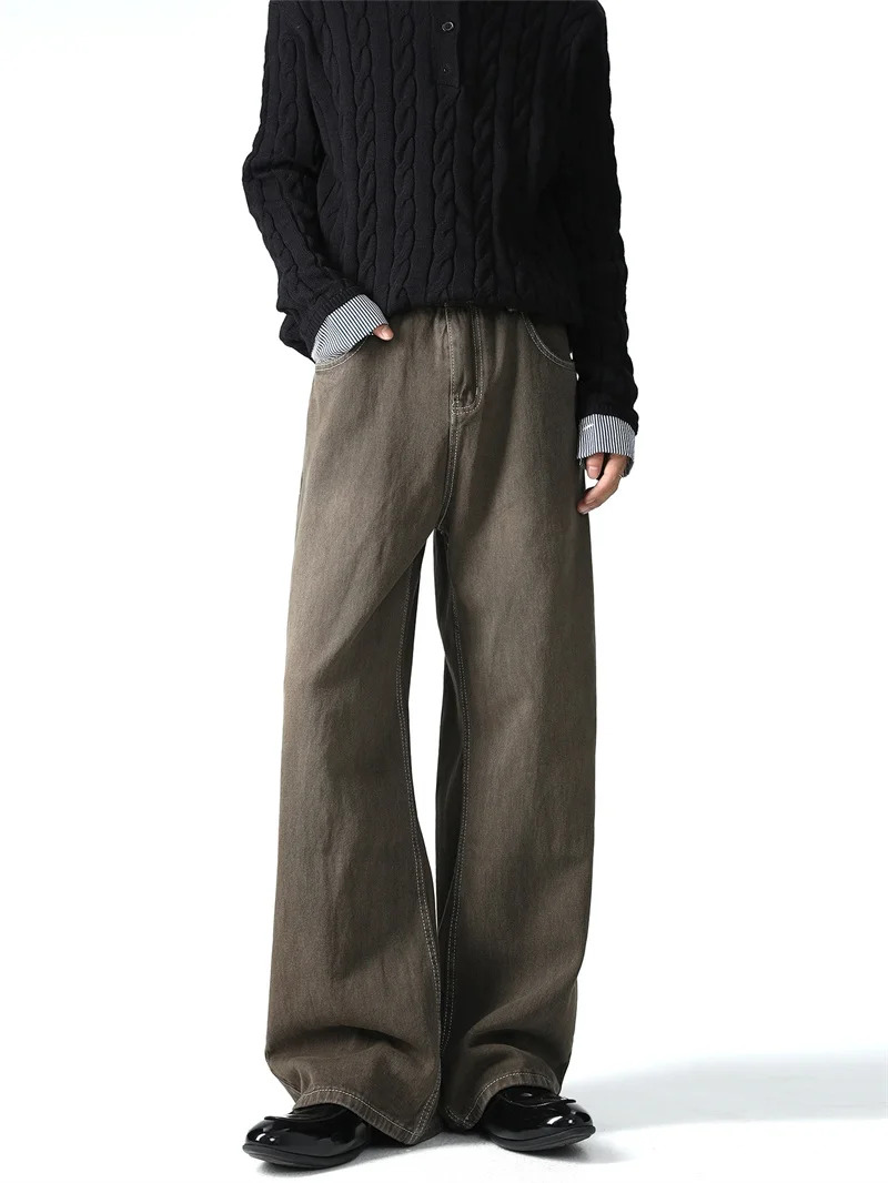 Retro American Brown Denim Jeans Men's Loose Straight Leg Wide Leg Long Pants Versatile Casual Straight Cut Youth Fashion
Retro American Brown Denim Jeans Men's Loose Straight Leg Wide Leg Long Pants Versatile Casual Straight Cut Youth Fashion