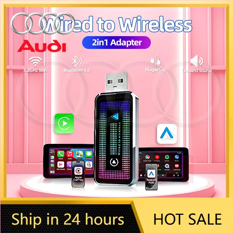 Wireless Carplay Adapter Android Auto Wireless Smart Dongle 2in1 For Volvo Benz Audi Kia Hyundai VW Mazda Cadillac MG Peugeot
Wireless Carplay Adapter Android Auto Wireless Smart Dongle 2in1 For Volvo Benz Audi Kia Hyundai VW Mazda Cadillac MG Peugeot