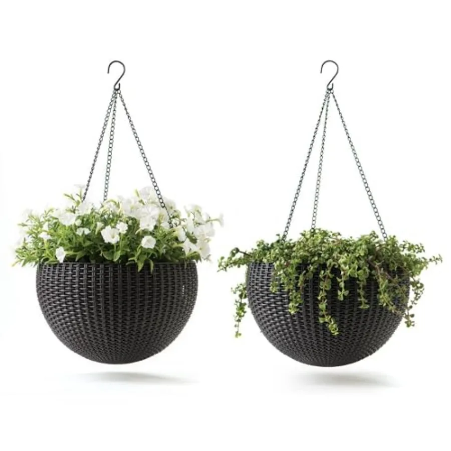 Resin Rattan Set of 2 Round Hanging Planter Baskets for Indoor and Outdoor Plants-Perfect for Porches and Patio Decor Graphite
Resin Rattan Set of 2 Round Hanging Planter Baskets for Indoor and Outdoor Plants-Perfect for Porches and Patio Decor Graphite