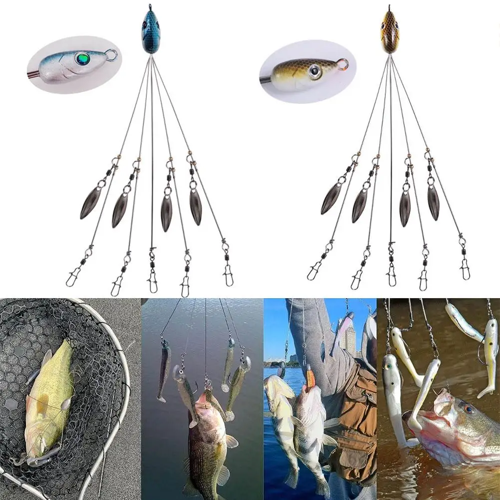 2pcs 5 Arms Umbrella Rig Fishing Ultralight Tripod Bass Lures Bait Kit Junior Ultralight Willow Blade Multi-Lure Rig
2pcs 5 Arms Umbrella Rig Fishing Ultralight Tripod Bass Lures Bait Kit Junior Ultralight Willow Blade Multi-Lure Rig