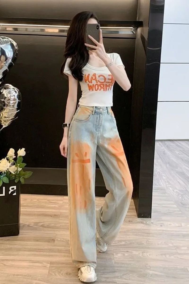 Women's Vintage Letter Design Casual 2026 New Arrival Short Sleeve Top with Jeans Wide Leg Pants Two Piece Set
Women's Vintage Letter Design Casual 2026 New Arrival Short Sleeve Top with Jeans Wide Leg Pants Two Piece Set