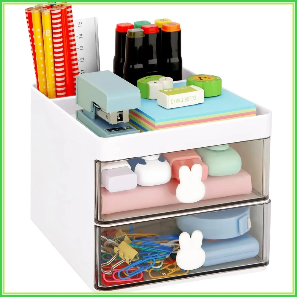 Small Desk Organizer With Drawer, Office Desktop Storage Box for Phone, Pen, Stationery, White
Small Desk Organizer With Drawer, Office Desktop Storage Box for Phone, Pen, Stationery, White