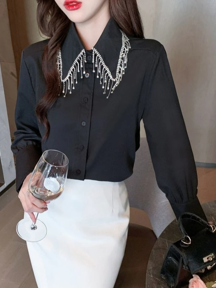 Шикарная блузка из шифона с бахромой, стильная рубашка с длинным рукавом на одной пуговице, весенне-осенний повседневный топ для женщин
Шикарная блузка из шифона с бахромой, стильная рубашка с длинным рукавом на одной пуговице, весенне-осенний повседневный топ для женщин 