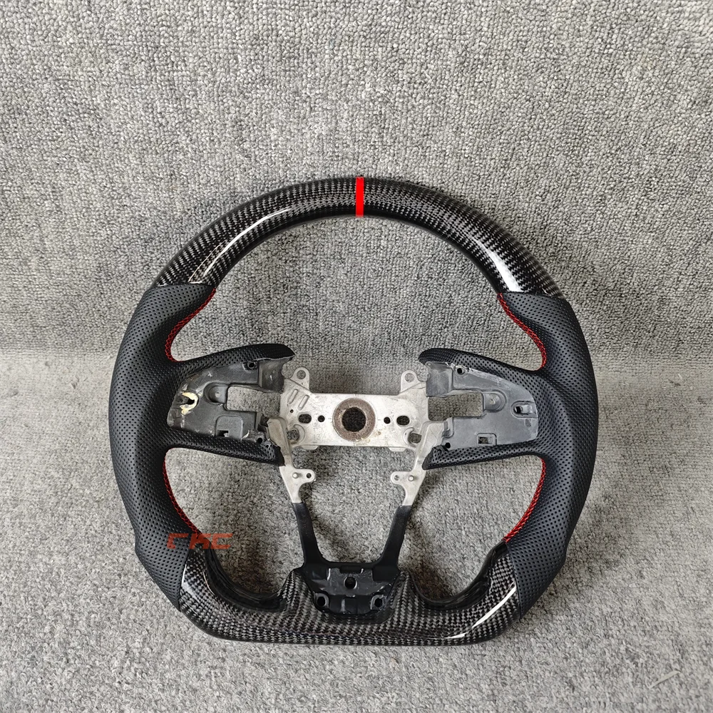 Customized black Carbon Fiber Perforated Leather blue Center Strip steering wheel For Honda civic 10th 2015-2021
Customized black Carbon Fiber Perforated Leather blue Center Strip steering wheel For Honda civic 10th 2015-2021