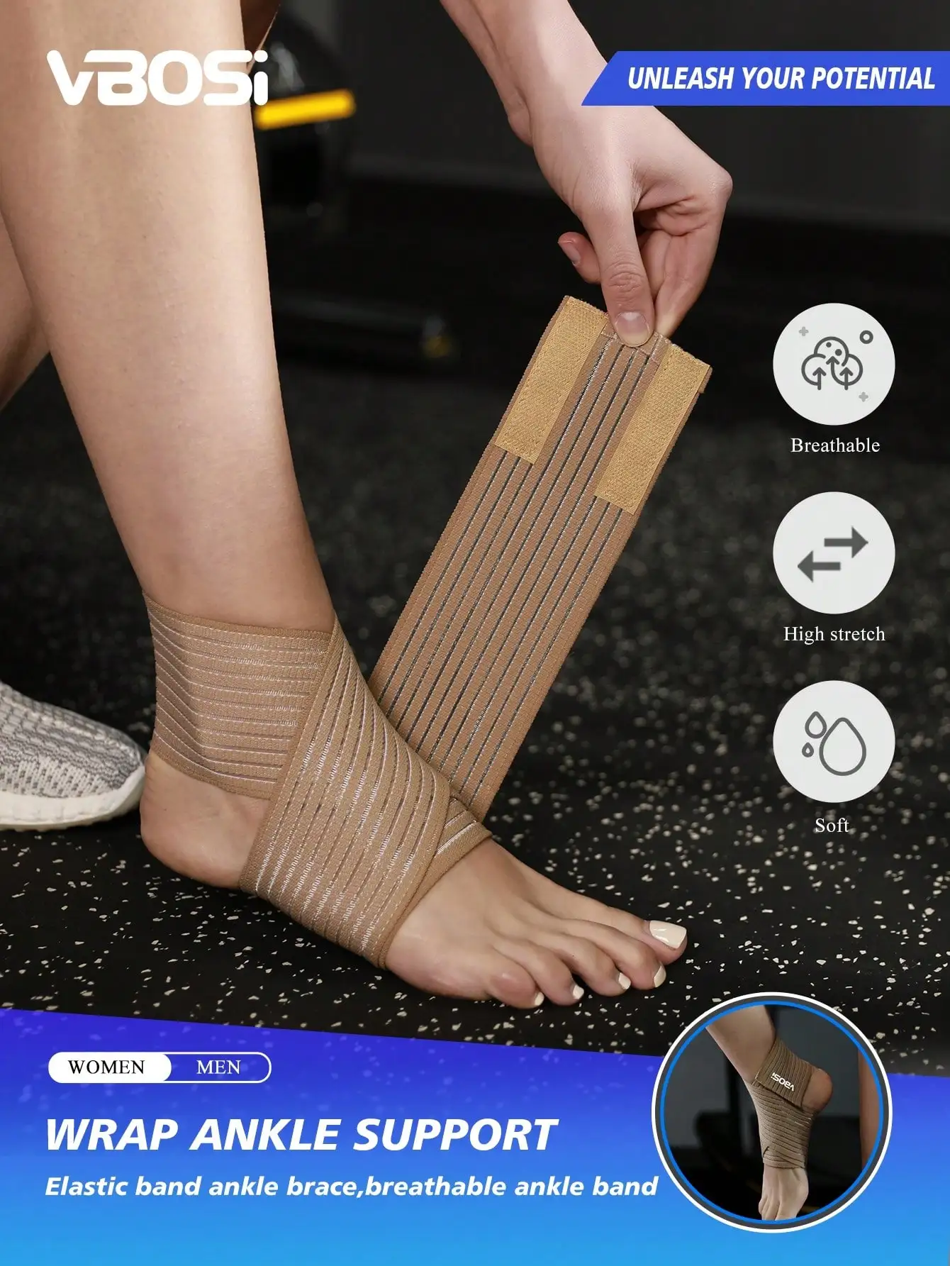 VBOSI 1pc Adjustable Ankle Support Brace, Suitable For Sports Use By Men, Women, Elderly And Youth
VBOSI 1pc Adjustable Ankle Support Brace, Suitable For Sports Use By Men, Women, Elderly And Youth