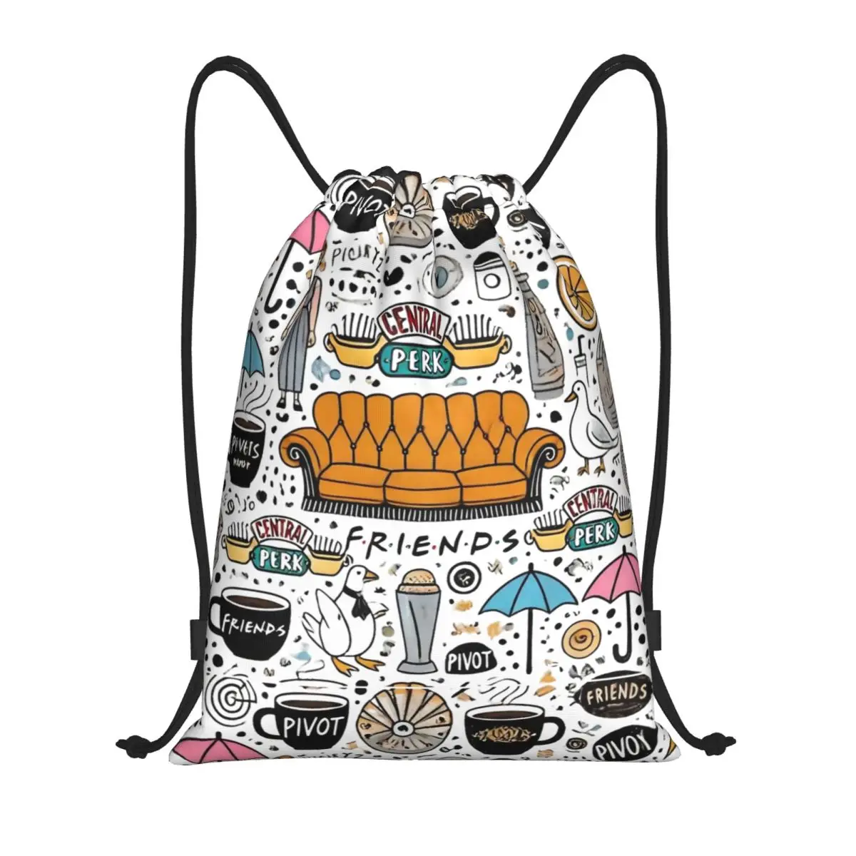 Друзья ТВ-шоу Doodle Collage Central Perk Рюкзак на шнурке Спортивная спортивная сумка Рюкзак на шнурке для йоги
Друзья ТВ-шоу Doodle Collage Central Perk Рюкзак на шнурке Спортивная спортивная сумка Рюкзак на шнурке для йоги