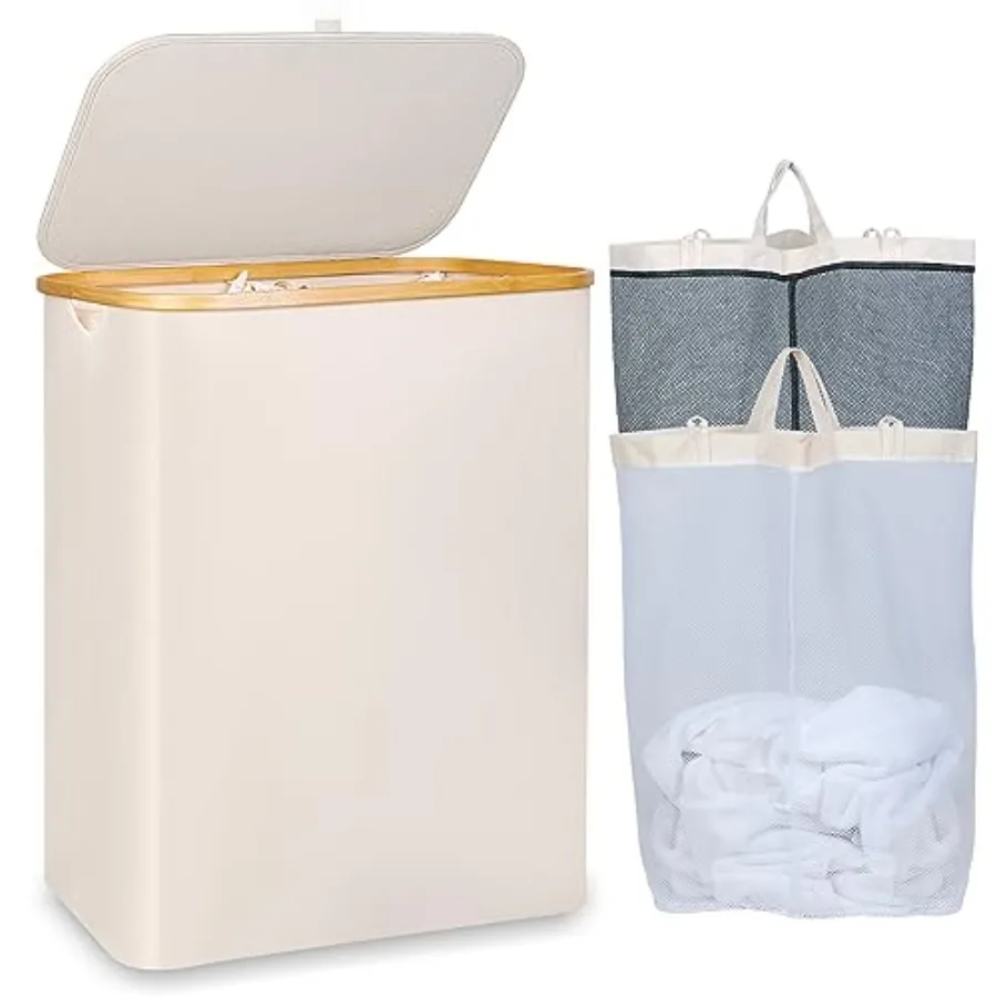 Laundry Basket with Lid Large Laundry Hamper with Bamboo Handle Collapsible Dirty Clothes Hamper Organizer with 2 Removable Inn
Laundry Basket with Lid Large Laundry Hamper with Bamboo Handle Collapsible Dirty Clothes Hamper Organizer with 2 Removable Inn