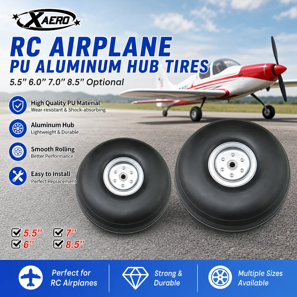 XAERO 5.5" 6.0" 7.0" 8.5" PU Aluminum Hub Tires for RC Airplane Model, Remote Control Aircraft Accessories
XAERO 5.5" 6.0" 7.0" 8.5" PU Aluminum Hub Tires for RC Airplane Model, Remote Control Aircraft Accessories