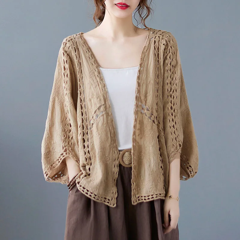 Hollow Out Beach Cardigans Batwing Sleeves Plaid Loose Casual Top Streetwear Crochet Hook Vacation Sunscreen Shirt
Hollow Out Beach Cardigans Batwing Sleeves Plaid Loose Casual Top Streetwear Crochet Hook Vacation Sunscreen Shirt