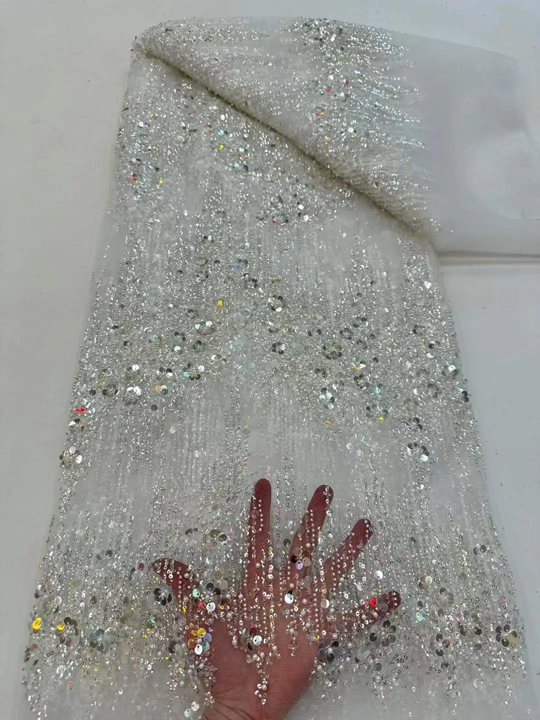 White African Sequins Lace Fabric 2025 High Quality Lace Embroidery Beaded Mesh Fabric 5 Yards For Women Wedding Party Dresses
White African Sequins Lace Fabric 2025 High Quality Lace Embroidery Beaded Mesh Fabric 5 Yards For Women Wedding Party Dresses